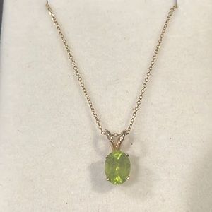 14K Yellow Gold Peridot Pendant Necklace 15” Chain by RCI